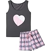 VENTELAN Women Pajamas Cute Tank and Shorts Set Soft PJS Sleepwear Loungewear