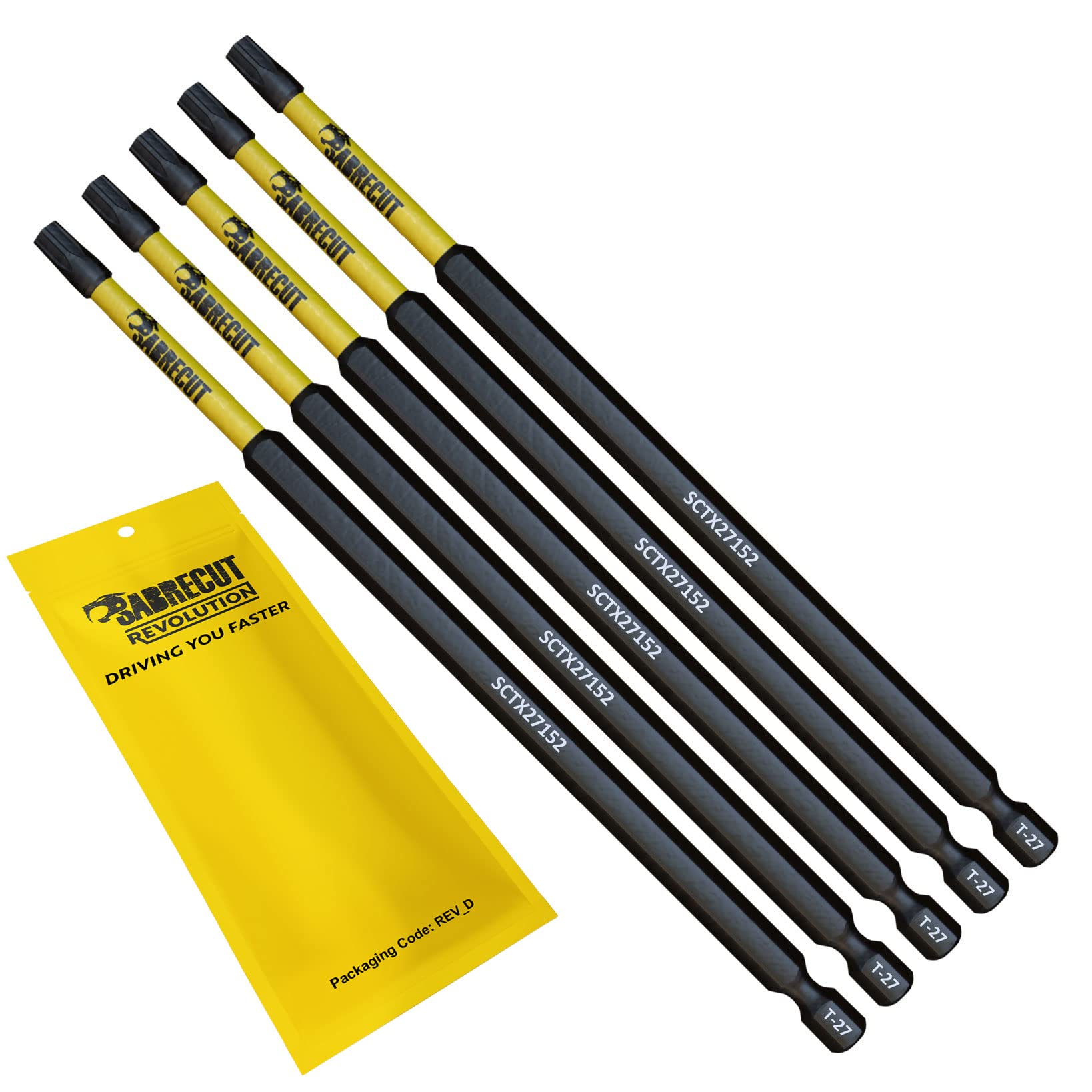 5 x SabreCut SCTX27152_5 152mm T27 TX27 Magnetic Impact Screwdriver Driver Bits Set Torx Heavy Duty