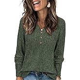 ATHMILE Sweaters for Women Fashion Fall Outfits Long Sleeve Tops Pullover V Neck Casual Loose Sweatshirt