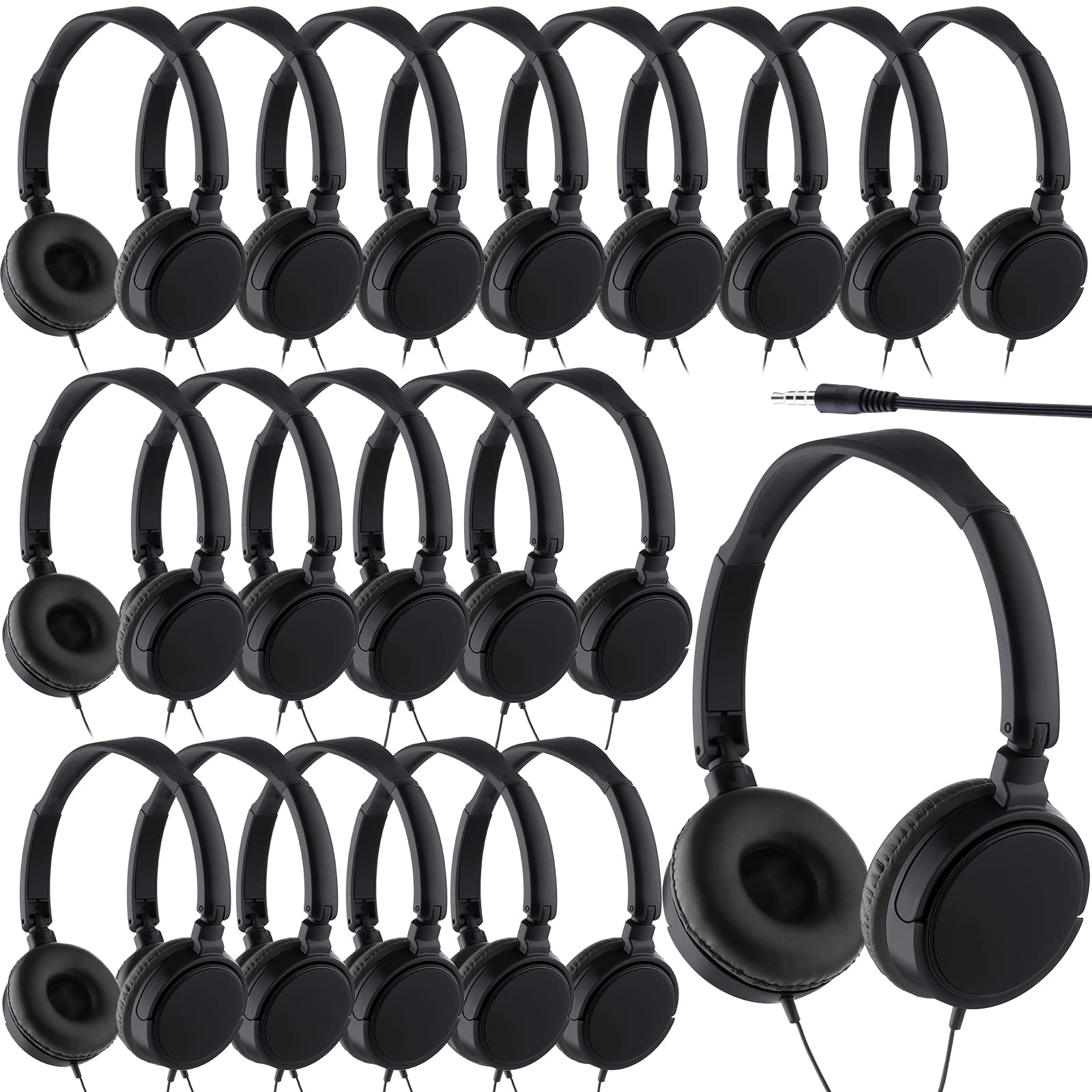 Photo 1 of Yunsailing 18 Pack Classroom Headphones Bulk Student Wired Class Headphones Set for Kids School with Individually Wrapped Adjustable Over Ear Head Earbuds(Black)