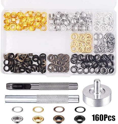 Pressa Occhielli In Ottone E Alluminio Pressa Per Occhielli In Ottone E Acciaio - Kit Completo Con Utensile Foratore E Occhielli Assortiti Attrezzo Per Occhielli Su Tessuto E Cuoio