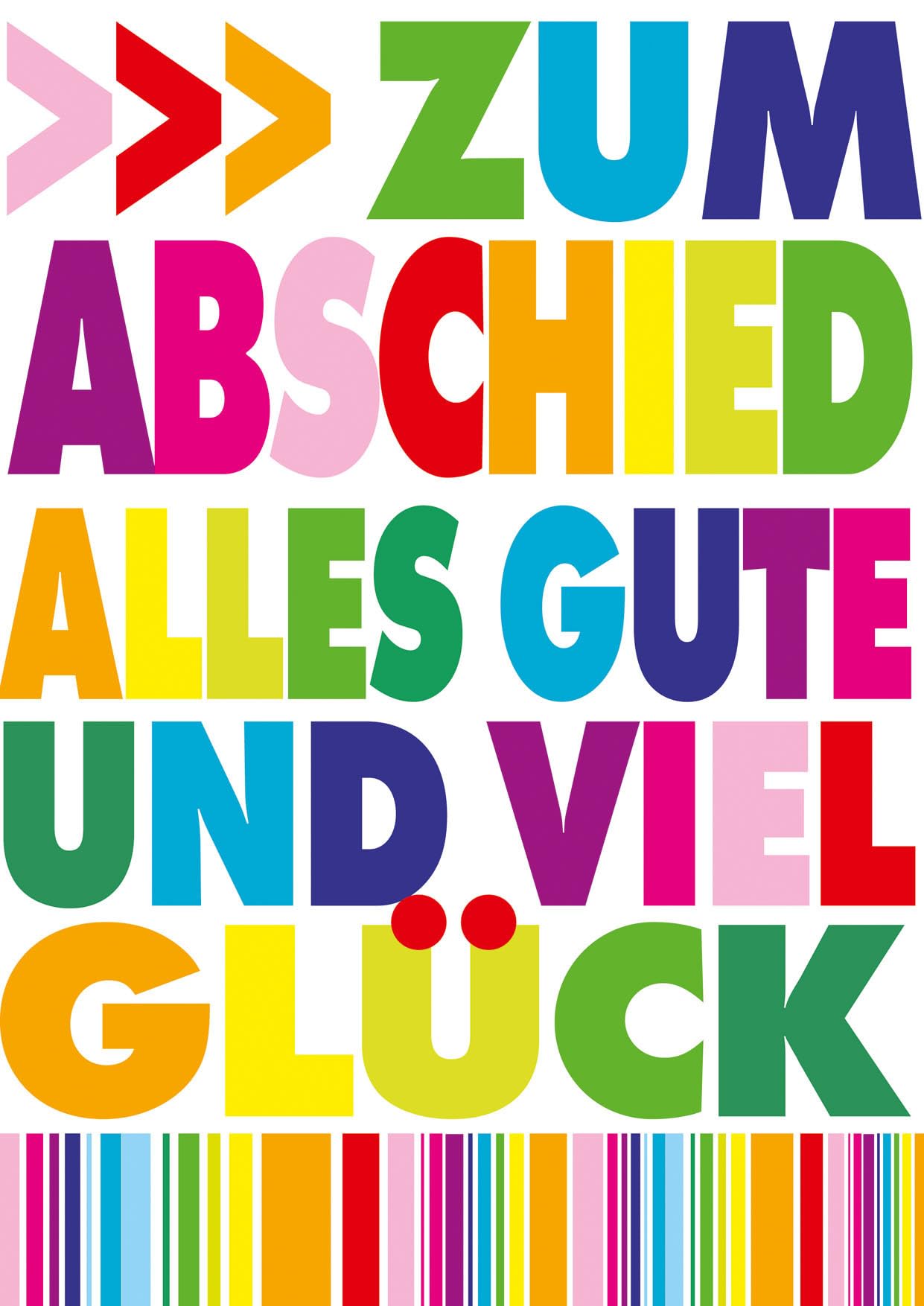 BSB Greeting card for leaving farewell card Zum Farewell lots of happiness in colourful letters, A4 format.