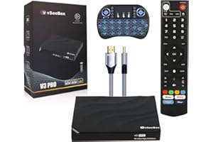 MYRTLEGEAR vSeeBox V3 Pro, Newest Android TV Box Voice Remote Control and Upgraded Amlogic Chipset, Backlit Mini Keyboard and 2Meters 8K HDMI Cable(4GB RAM+ 64 GB ROM)
