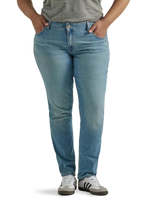 Lee Women's Petite Legendary Mid Rise Straight Leg Jean Anchor 4 Petite