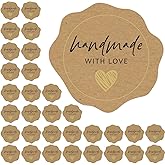300 Made with Love Stickers1.75 with Gold Foil - for Small Business Owners, Handmade Goods, Bakery, Cookies, Cake Boxes, Bread, Chocolate Boxes, and Other Home Goods