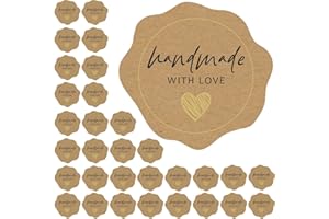 JOYFUL ARTISTRY 300 Made with Love Stickers1.75 with Gold Foil - for Small Business Owners, Handmade Goods, Bakery, Cookies, Cake Boxes, Bread, Chocolate Boxes, and Other Home Goods