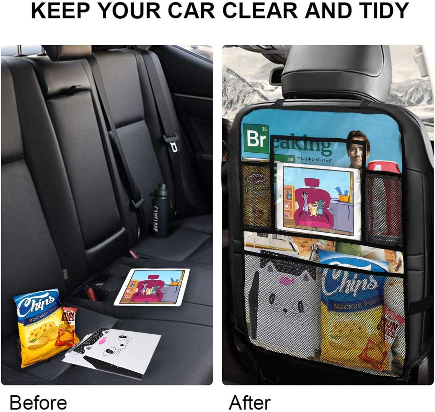 Amazon ブレイキング バッド 4 2 自動車 シートバックポケット 車用収納ポケット 4個セット 多機能 大容量 収納ケース おしゃれ 取り付け簡単 ポケット ケース カバー 車 バイク
