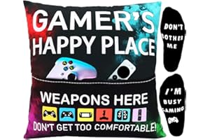 OCCdesign Gamer Gifts for Teenage Boys, Gaming Room Decoration, Gamer Pillow Cover and Game Socks Gifts Set, 18" x 18"