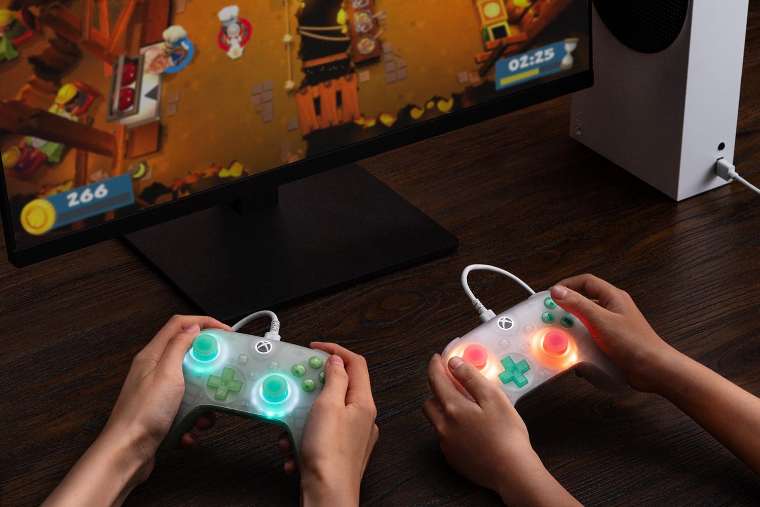 8Bitdo Ultimate Mini Wired Controller for Xbox with RGB Lighting Fire Ring, Hall Effect Joysticks and Triggers, for Xbox Series X|S, Xbox One, Windows 10/11 - Officially Licensed (Translucent Pink)