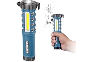 CARELITE Emergency Car Flashlight with Seatbelt Cutter and Window Breaker, LED Work Light & Flash Beacon, Life-Saving Car Escape Tool for Roadside Safety (Blue)