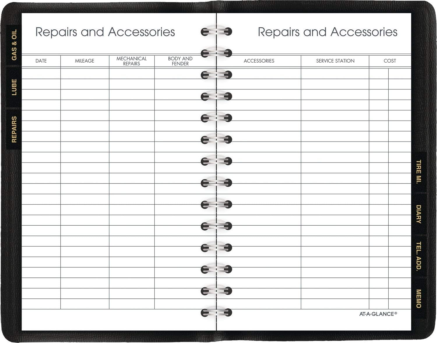 AT-A-GLANCE Auto Mileage Log Record Book, 3.75 x 6.12 Inches, Black (AAG8013505): Office Products