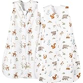 PHF Warm Micro-Fleece Baby Sleep Sack 6-12 Months, Soft Baby Wearable Blanket, 2-Way Zipper Sleeping Bags, 2 Pack Comfy Toddler Sleeping Sack for Boys, Medium Size, Woodland & Animal