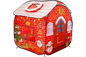 Christmas Pop Up Play Tent for Kids, Christmas Themed Pop Up Playhouse Indoor Outdoor Folding Portable Play Tent for Boys and