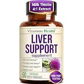 Liver Support &ndash; Liver Cleanse Detox &amp; Repair Milk Thistle Supplement &ndash; 60ct | Digestive &amp; Liver Health &ndash; 20+ Complex: Choline, Milk Thistle 4:1 Extract, Chanca Piedra 5:1 Extract, Zinc, Artichoke &amp; More