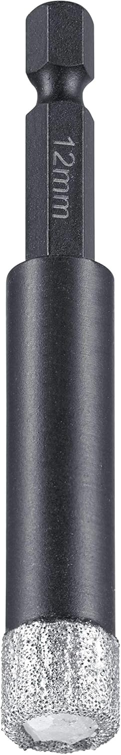 kwb Diamond Tile Hole Drill Bit for Power Drills E 6.3 Shank, 12mm Diameter, Hexagonal E 6.3, 12 mm