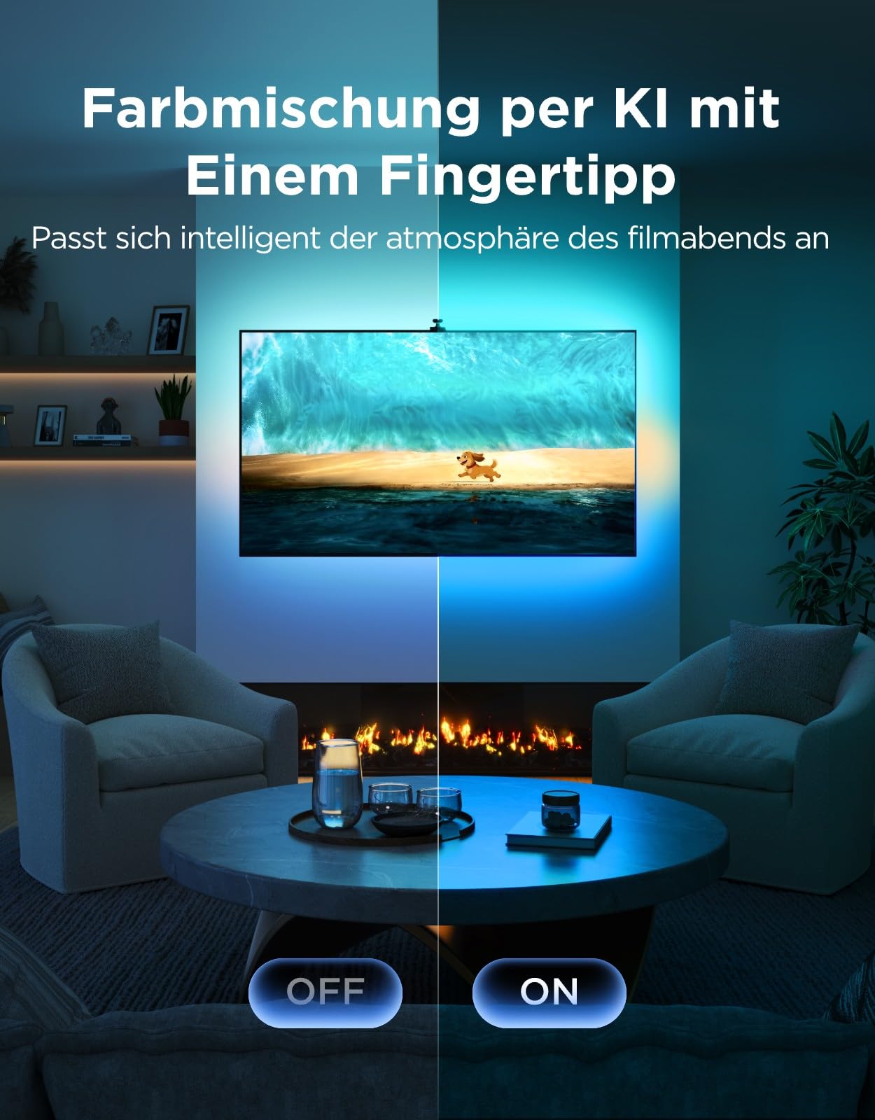 Govee TV Hintergrundbeleuchtung 3 mit 4 MP Dual-Kamera für 55-65 Zoll TVs, 3,6M RGBWIC TV Backlight, 60 LEDs/m, Intelligenter AI-Farbfilter für Film/Spiel, App und Sprachsteuerung mit Matter-Steuerung 4