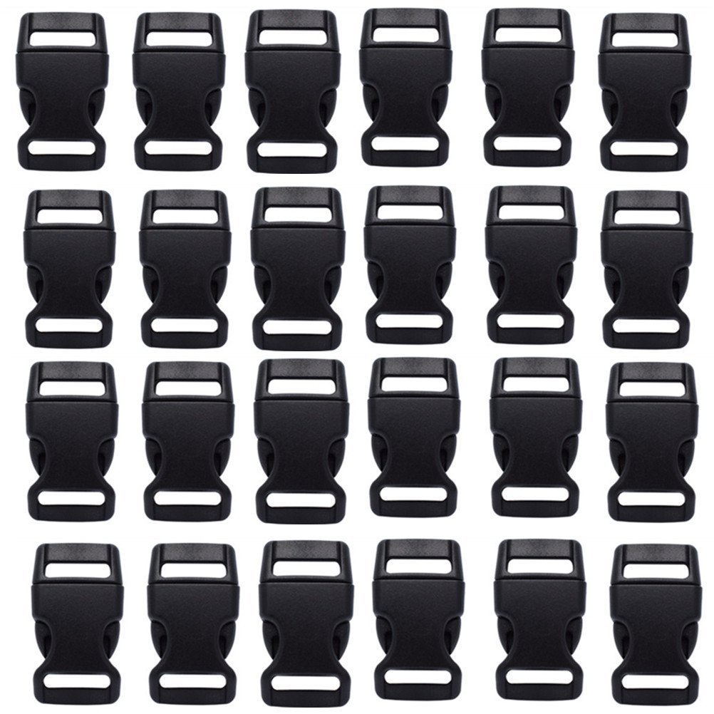HONGCI 30PCS Side Release Plastic Mini Buckles 15mm(5/8") Inch Black-Great Accessories for Chidren Paracord Bracelets