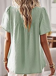 Falechay Plus Size Tops for Women Swiss Dot Solid