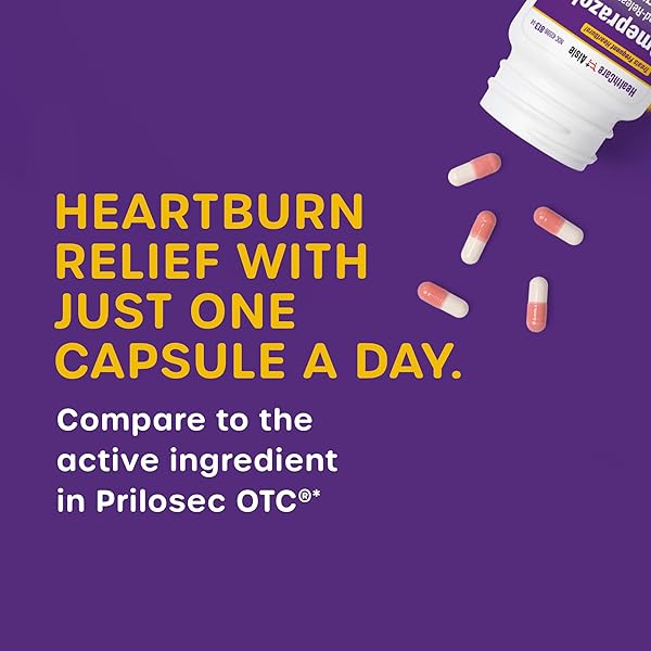 HEALTHCAREAISLE OMEPRAZOLE 20 MG, 42 DELAYED-RELEASE CAPSULES – ACID REDUCER, TREATS FREQUENT HEARTBURN, 42 COUNT (PACK OF 1)