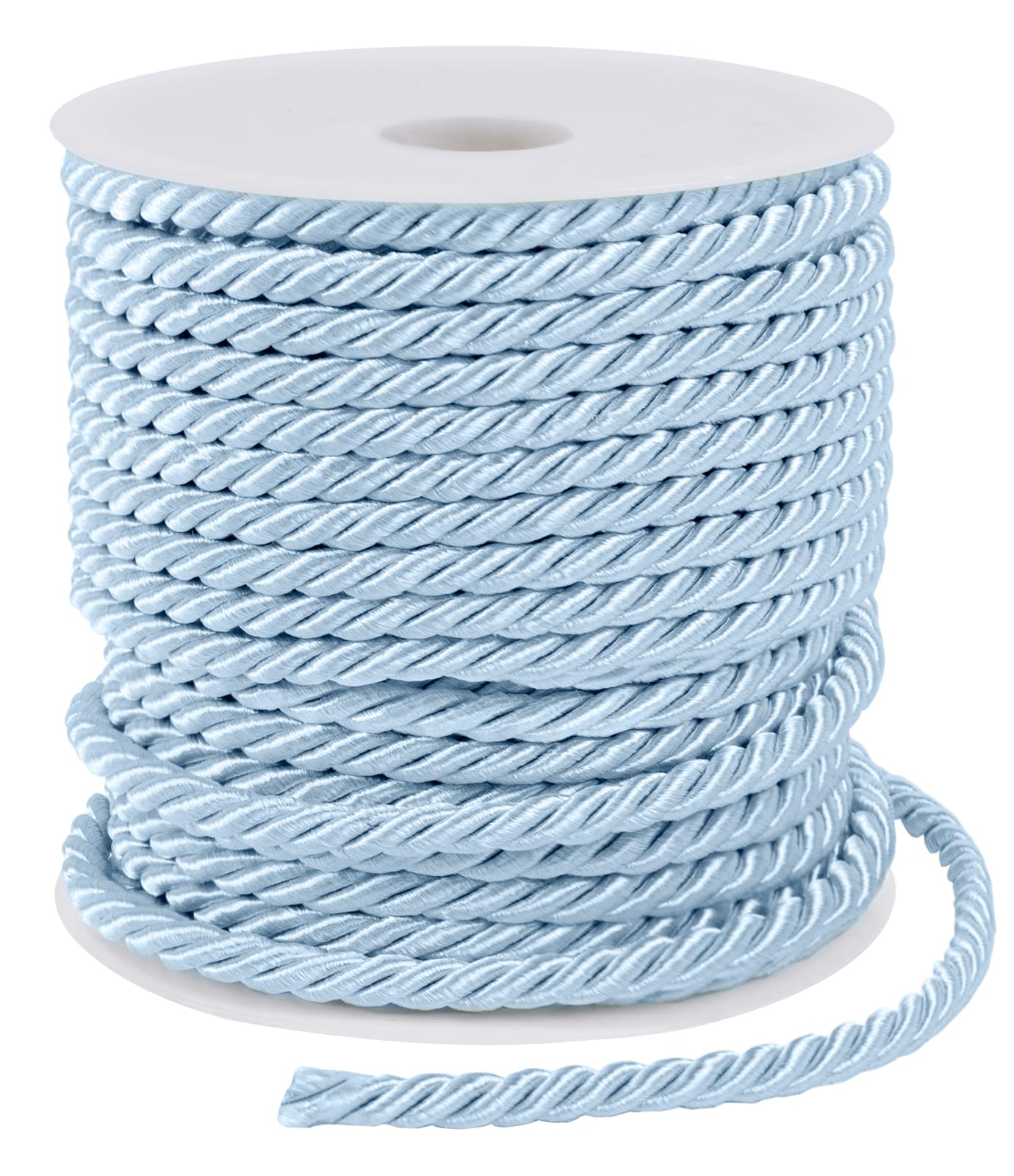 LEREATI Blue Twisted Cord Rope 5mm x 25m, 3-Ply Polyester Cord Soft Craft Rope Satin Cord Trim, Decorative Twisted Macrame Cord for DIY Craft Curtain Tieback Honor Cord Gift Bags Home Decor