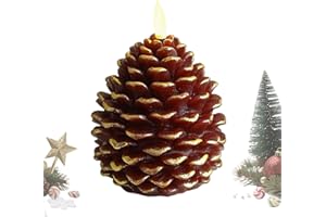 Flameless Pine Cone Candles - Battery Operated Led Pine Cone Candles - Realistic Flickering Illumination Winter Holiday Chris