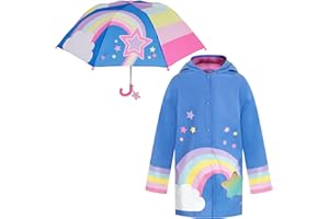 addie & tate Kids Umbrella for Girls and Boys & Rain Coats Set -Toddler Umbrellas Kids Raincoat Boys Girls Jacket