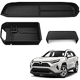 Spotrim 3PCS Compatible with Toyota RAV-4 Accessories Center Console Storage Tray Armrest Glove Box Organizer Passenger-side Rubber Pad for RAV4 2019-2025 Accessories