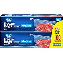 Gallon Freezer Bags, Double Zipper Seal - 100 Count, Thick Resealable Plastic storage Bags - Reusable Gallon Storage Bags for