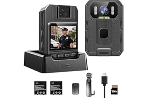 SYDYAM 4K Body Camera, 64GB Body Cam with Two 2350mAh Batteries Recording 13-15H, Waterproof IP68 H.265 Video Code Body Camer