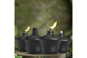 FALBAWR 4-Pack Citronella Tabletop Torches, 14.5 oz Table Top Torches for Outdoor, Metal Oil Burner Candles, Garden Torches with Fiberglass Wick for Yard, Patio, Deck, Garden, Party, Landscape