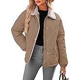 Dokotoo Women's Winter Casual Quilted Jackets Long Sleeve Button Down Puffer Jacket Padded Outerwear Coats