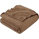 Hansleep Flannel Fleece Throw Blanket Twin Size, Super Soft Fluffy Bed Plush Blanket Throw, Luxury Fuzzy Cozy Couch Blanket for All Seasons, Camel, Twin 60x80