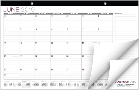 Amazon デスクカレンダー 2018 2019 11インチx17インチ 2018年7月