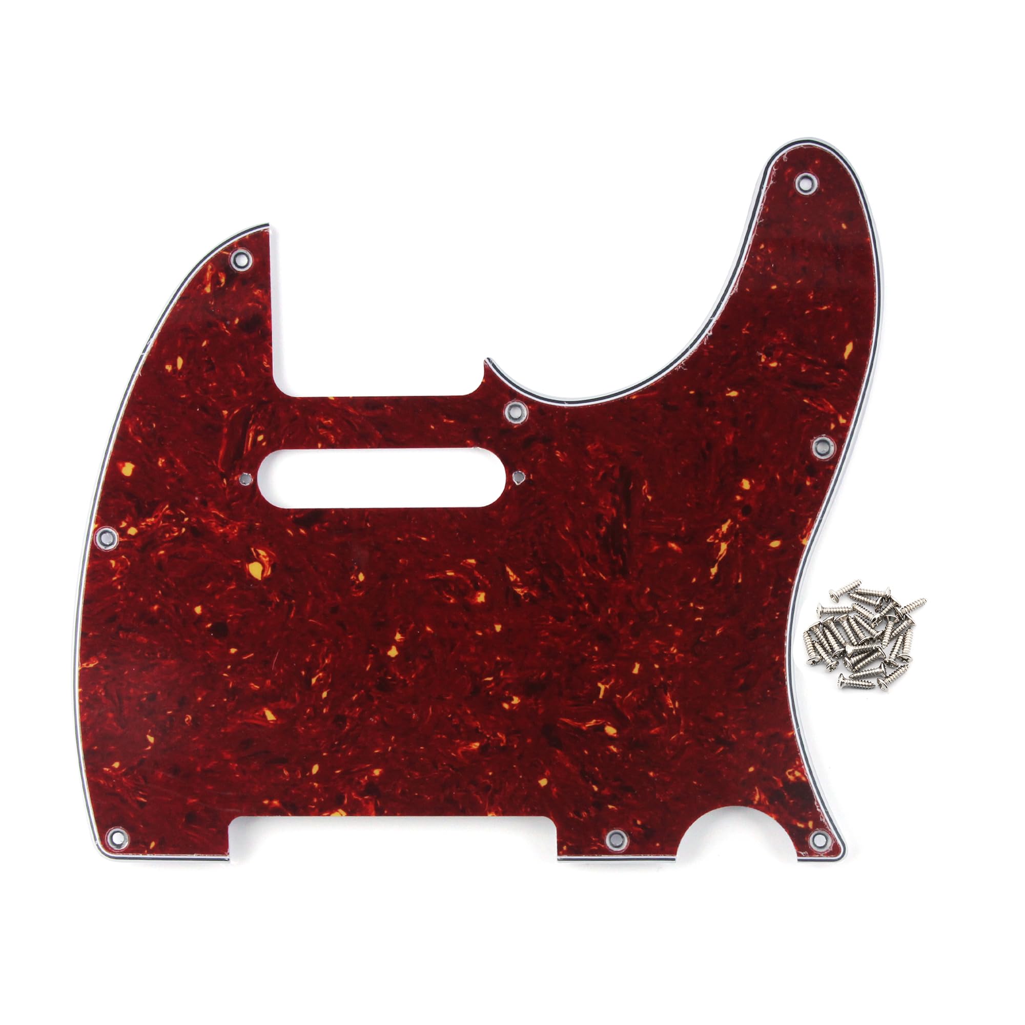 FLEOR 8 Hole 4Ply Red Tortoise Shell TL Pickguard Single Coil Neck Hole Cut Guard Plate with Mounting Screws for U.S./Mexican Standard TL TE Plate Replacement โ image 1