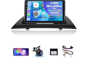 NHOPEEW [2+64G] for BMW X3 E83 2004-2012 Android 13 Radio - 9 Inch Touch Screen Car Radio - Wireless Carplay & Android Auto, GPS Navigation, WiFi, Mirror Link, EQ, FM, SWC + AHD Backup Camera + Canbus