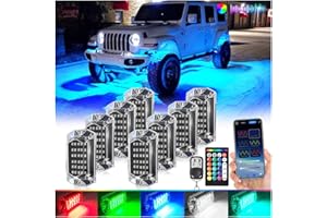 LD DARKEAGLE 8Pods Full Angle RGB LED Rock Lights Kit for Jeep Trucks Golf Cart ATV UTV RZR SUV Offroad Pickup Car, Multicolor 240LEDs Underglow Light with APP/RF Remote Control Neon Underbody Light 12V Waterproof