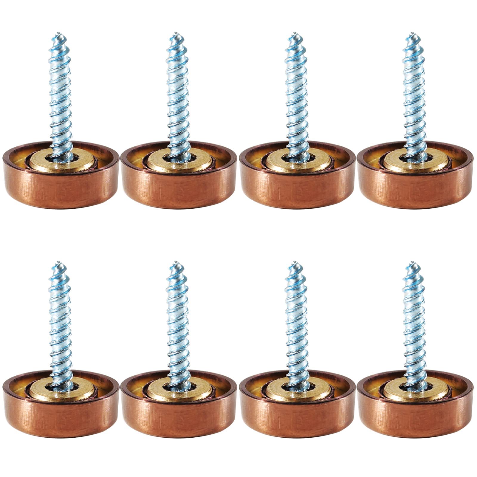 TOP-VIGOR 8Pcs 16mm Mirror Screws, Stainless Steel Brushed Screws Decorative Caps Cover Nails Mirror Nails Rosegold for Mirror Tables Bath Plates Wardrobes Glass Signs
