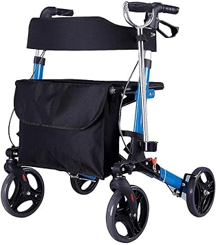 Älterer Klapprollstuhl für Oma Opa Gif Vierrädriger Rollator Walker mit  Seilbremsen, gepolstertem Sitz und Rückenlehne, Untersitzkorb, leichtem  faltbarem Aluminiumrahmen, feststellbaren Bremsen Komfor: Amazon.de: Küche  & Haushalt