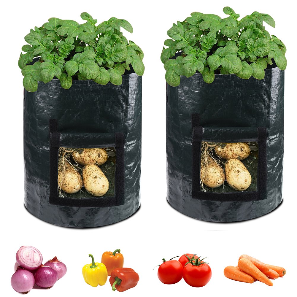 accmor 2 Pack 10 Gallon Garden Potato Grow Bags Planter Bag, Heavy Duty
