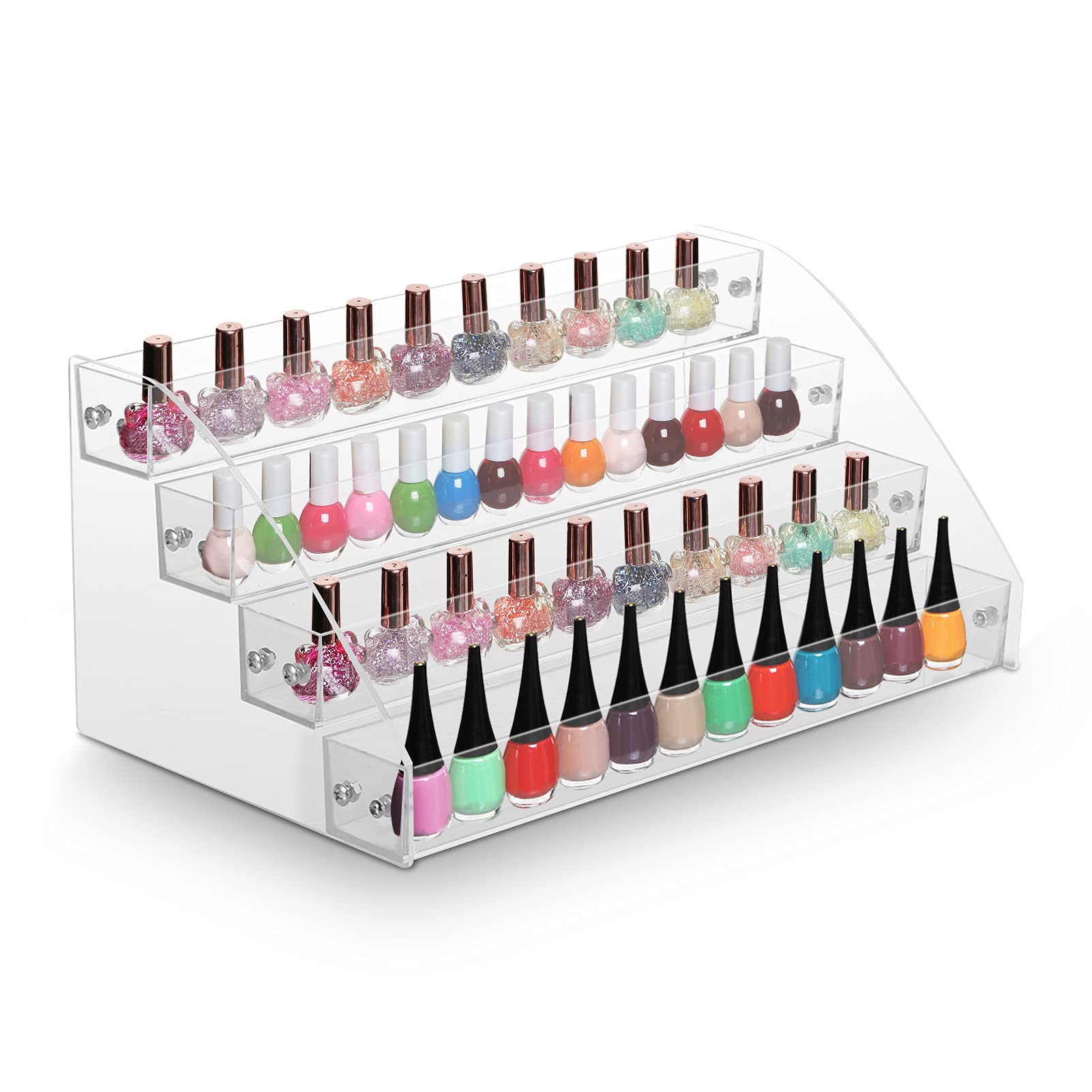 Ejoyous 4 Layer Nail Polish Organiser, Beautiful Fashion Durable Nail Polish Acrylic Clear Nail Display Rack, for Tattoo Ink Nail Polish,Nail Polish Display Stand 12.2 * 7.1 * 5.5 inch