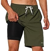 HODOSPORTS Mens Swimsuit Trunks 9" Quick Dry Swim Shorts with Compression Liner and Pockets