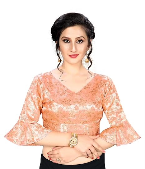 Women's Brocade Blouse With V Neck (FD-BL-20017)