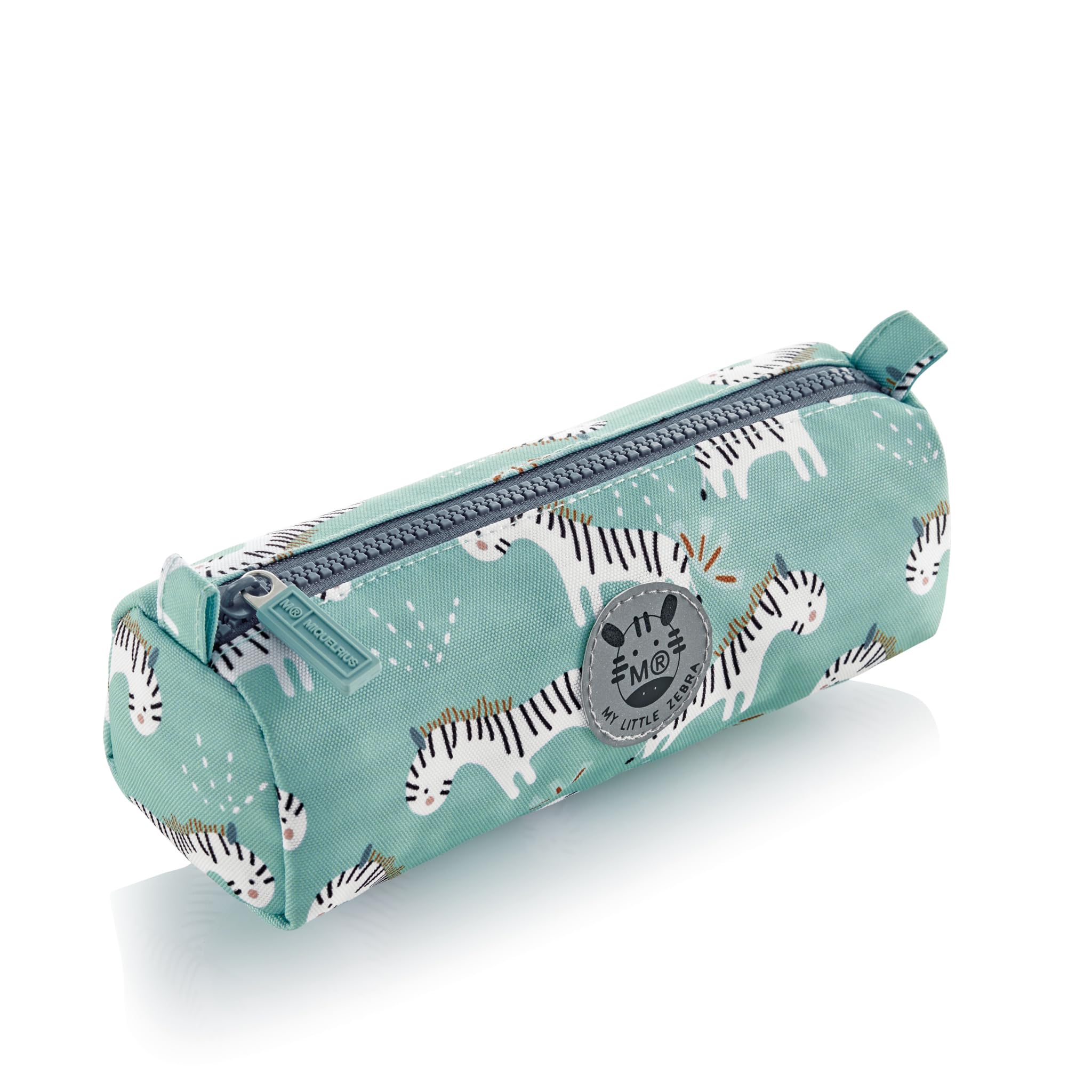 Miquelrius, Pencil Case with One Compartment, Round School Pencil Case, Zipper Closure Made of Durable Plastic, Metal Handle, Pencil Case 205 x 60 x 75 mm, Zebra, Sky Blue, 205 x 60 x 75 mm, Zebra