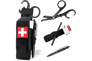 backtime Tourniquet Kit, Nylon Tourniquet Pouch with Tourniquet, Shear and Tactical Pen, Metal Aluminum Windlass Rod Tourniquet Kit, Molle TQ Tourniquet, Trauma Tourniquets Scissors, Black Color