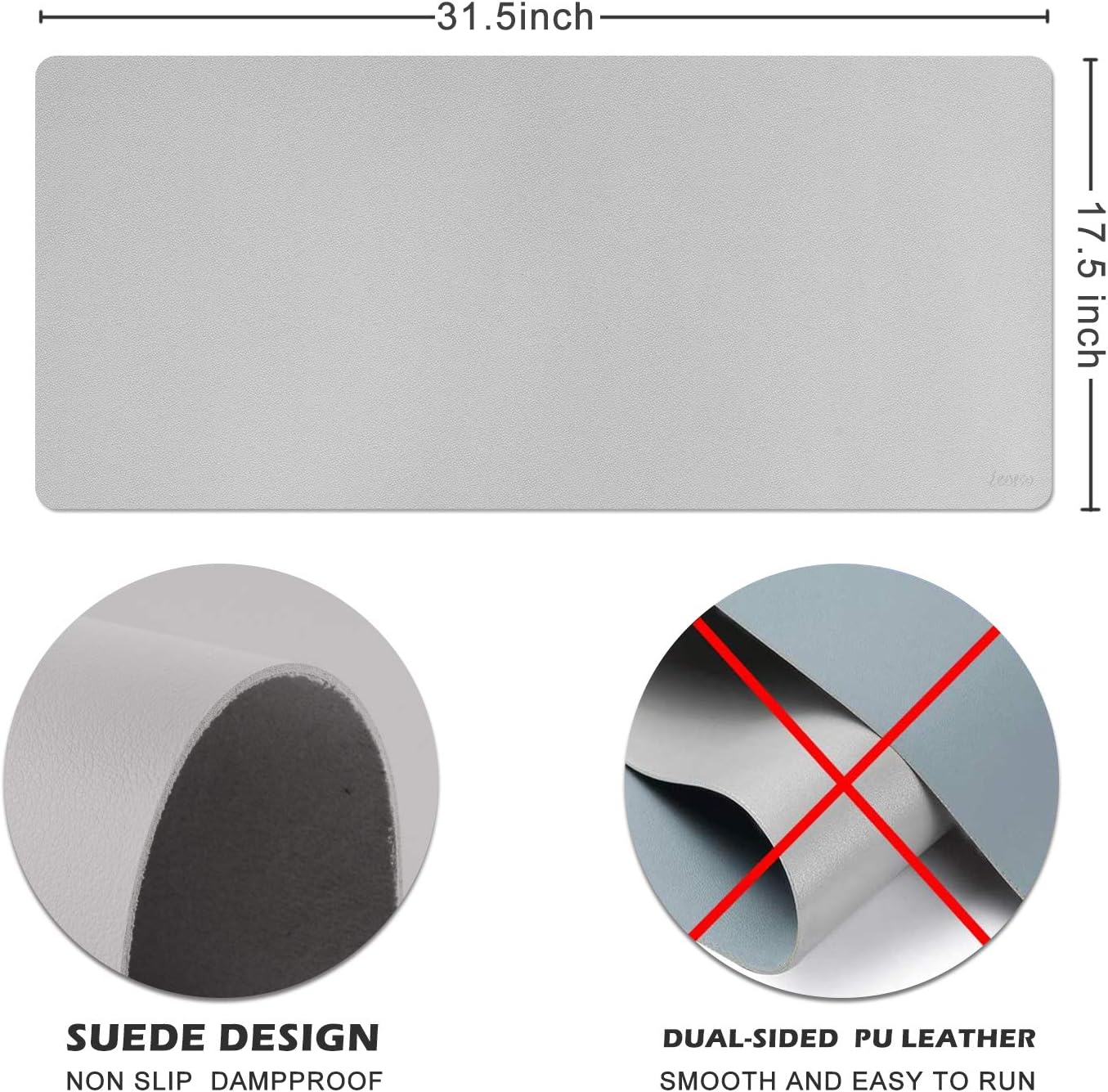 iCasso Desk Pad, Waterproof PU Leather Desk Blotter Protector Mouse Pad, Smooth Surface Desk Mat, Large Durable Desk Writing Pad for Work, Game, Office, Home Accessories - 35.4" x 15.7" - Gray: Home Audio & Theater