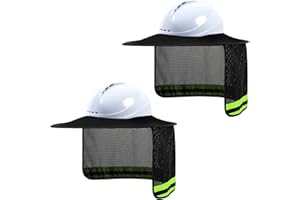 LIZMOF Hard Hat Sun Shade, High Visibility Sun Visor Neck Shade with Reflective Strip, Hard Hat Accessories, Full Brim, Man& Woman (Hard Hat Not Included), Black, 2 Pack