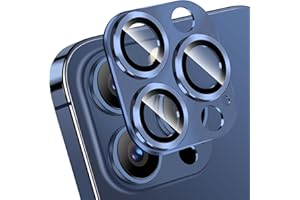 QHOHQ 3 Pack Camera Lens Protector for iPhone 15 Pro Max/iPhone 15 Pro, Zinc Alloy One Piece Camera Cover, [Updated Version], Full Coverage Protection, Ultra HD, Shatterproof - Dark Blue