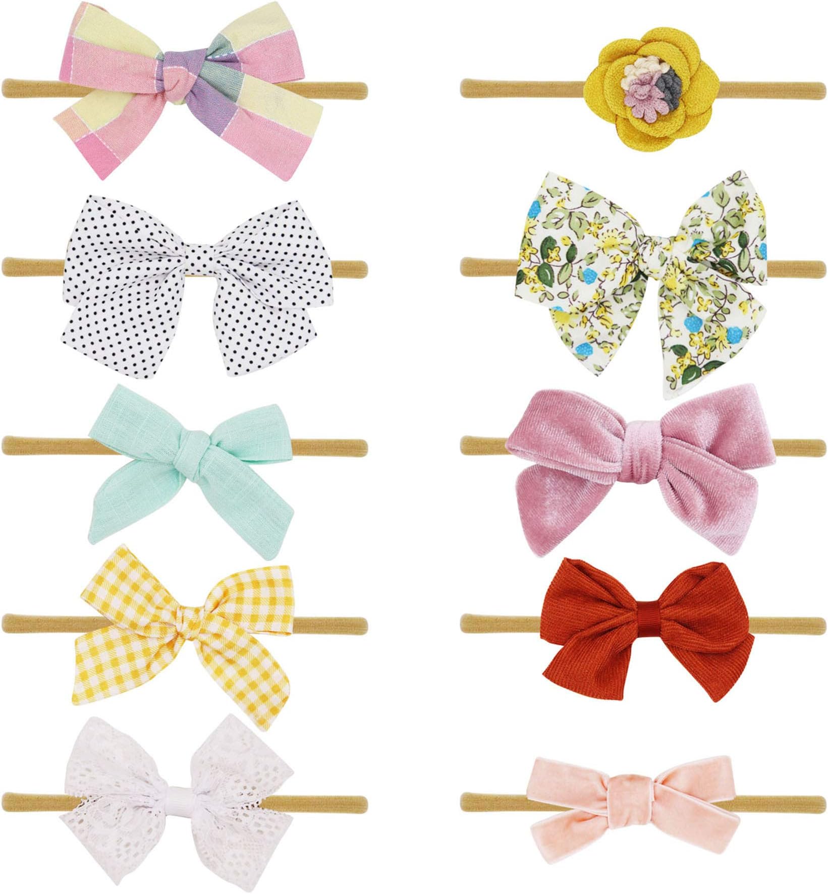 Baby Girl Headbands and Bows Flowers,Newborn Infant Toddler Hair Accessories by FANCY CLOUDS Set of 10 (bo3)