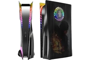 SIKEMAY PS5 Accessories PS5 Plates with RGB LED Light Strip, Console Cover Face Plates Side Shell with Cooling Vents, PS5 Lights 8 Color 400+Effects Kit, Custom Dust Skin - Plating Black
