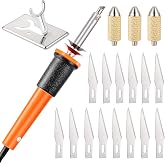 Honoson 19 Pcs Electric Hot Knife Cutting Tool with 14 Blades, Orange | Plastic Cutter for Foam Rope Fabric Carving, Metal Stand 3 Chuck Sleeves, Heat Resistant Handle Replaceable Stainless Blades